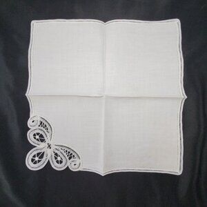 VTG New White Belgium Battenberg Lace Linen Napkins 12" Fine Linen Set Of 6